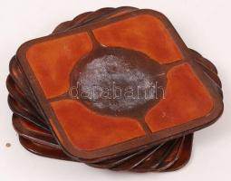 6 db bőr poháralátét, 12x12 cm