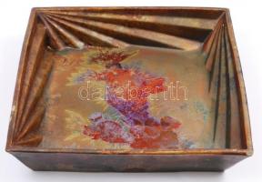 Clément Massier szecessziós kínáló tál, eozin mázas, jelzett, több lepattanással, 33x33 cm / Clámet ...