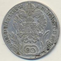1788B 20Kr Ag "II. József" T:2-
Huszár: 1880., Unger III.: 1329.a