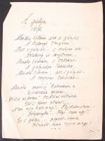 1892 Szabó Géza lelkész által írt A gólya és Rózsafelhő című versek kézirata