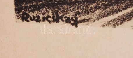 Ruzicskay György (1896-1993): Egyetértés. Algrafia, papír, jelzett az algrafián, 31.6 x 23.7 cm