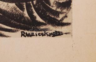 Ruzicskay György (1896-1993): Hullám. Algrafia, papír, jelzett az algrafián, 30.9 x 23.6 cm