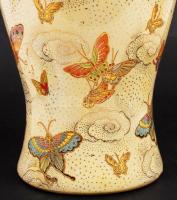 Pillangós padlóváza, matricás, jelzett (kínai), hibátlan, m:60 cm