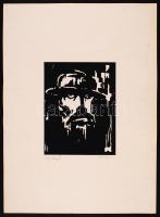Olvashatatlan jelzéssel: Rabbi fej. Linó, papír, 29×24,5 cm