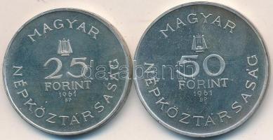 1961. 25Ft Ag + 50Ft Ag "Bartók Béla" T:P Eredeti MNB plasztiktokban!