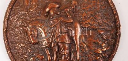 Réz vadász fali kép, préselt, d:28 cm