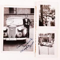 cca 1940 Főként autókat ábrázoló 3 db üvegnegatív és 3 db fotó