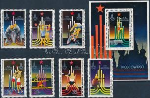 Summer Olympics in Moscow set + perforated + imeprforated minisheet + block Nyári olimpia, Moszkva s...