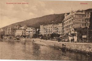 Abbazia - 2 unused postcards: Arkaden Café, Hotel Bellevue