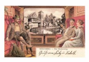 10 darabos modern, használatlan, reprodukciós Nürnberg képeslap sorozat / 10 modern reproduction Nürnberg postcards series, unused