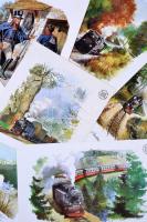 12 darabos modern képeslap sorozat tokban: Deutsche Reichsbahn és Bundespostmuseum Frankfurt am Main / series of 12 modern postcards with case