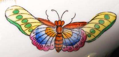 Herendi Viktória mintás figurális doboz, kézzel festett, jelzett, hibátlan, m:15 cm, d:16 cm / Heren...