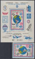 Nemzetközi bélyegkiállítás blokk + blokkból kitépett bélyeg, International Stamp Exhibition block + stamp from block
