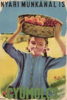 4 db régi gyümölcs motívumú reklámlap, hátoldalukon vitamin táblázat / 4 old motive cards, advertise...