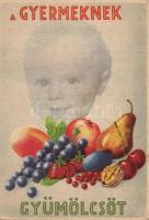 4 db régi gyümölcs motívumú reklámlap, hátoldalukon vitamin táblázat / 4 old motive cards, advertise...