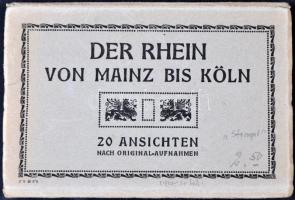 20 darabos régi képeslap leporello: Der Rhein von Mainz bis Köln, Stengel / A Rana Mainztól Kölnig /...