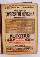 cca 1940 Budapesti távbeszélő névsor - telefonkönyv Kiváló állapotban saját kötésben