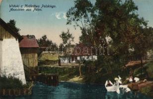 5 db régi svájci városképes lap, benne lengyel városképes lap, folklór témájú lap / 5 old Swiss post...