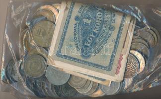 Átnézetlen vegyes bankjegy és fémpénz tétel T:vegyes