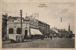 Losonc, Lucenec; Masaryk utca, Szüsz Miksa áruháza / Masarykova ulice / Masaryk stree, shop