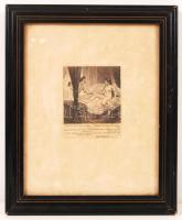 J. Garnier jelzéssel: Erotikus rézkarc. Papír, üvegezett keretben, 8x10 cm