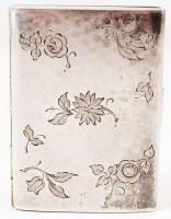 Ezüst (Ag) névjegykártya tartó gravírozott virág díszítéssel, 51,4 g