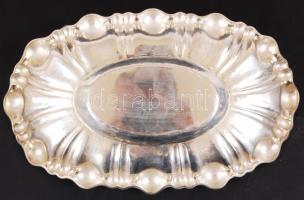 Ezüst (Ag) tálca szélén domborított díszítéssel, jelzett, 334 g