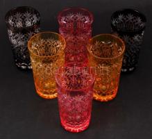 XX. sz eleje 6 darabos antik kristály pohár készlet több színben. Hibátlan. / Crystal glass set