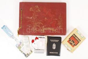 Egy doboz vegyes nyomtatvány és okmány, reklám fotó, okirat a század elejétől napjainkig