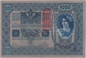 1902. 1000K (2x) piros "Deutschösterreich" felülbélyegzéssel és egymásutáni sorszámmal T:I-