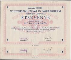 Esztergom 1926. "Az Esztergomi Faipari És Fakereskedelmi Részvény-Társaság" 10P-ről (2x) szelvényekkel