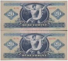1957. 20Ft (2x) egymás utáni sorszámmal T:I