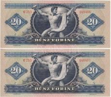 1965. 20Ft (2x) egymás utáni sorszámmal T:I