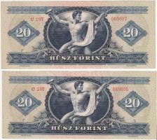 1962. 20Ft (2x) egyugrású sorszámmal T:I-(apró sarokkopás)