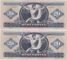 1969. 20Ft (2x) egymás utáni sorszámmal T:I