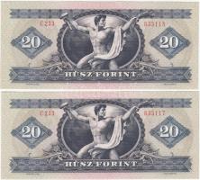 1980. 20Ft (2x) egymás utáni sorszámmal T:I