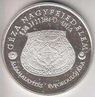 Szabó Géza (1939-) 2000. "Géza Nagyfejedelem - Államalapítás 1000. évfordulója" Ag emlékérem (31.42g/0.925/42,5mm) T:PP dísztokban