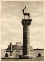 Rhodes bronze deer statues in Mandraki harbor