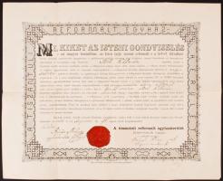 1862 Szél Kálmán nagyszalontai református esperes, Arany Júlia későbbi férjének lelkipásztori kinevezési oklevele 40x30 cm