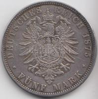 Német Államok / Poroszország 1875A 5M Ag I. Vilmos T:2- German States / Preussen 1875A 5 Mark Ag Wilhelm I C:VF