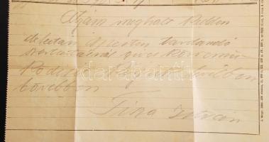 1902 gr. Tisza István későbbi miniszterelnök sajét kézzel írt levele, melyben atyjának gr. Tisza Kál...