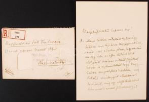 1893 gr. Tisza István miniszterelnök saját kézzel írt levele, Szél Kálmán nagyszalontai esperesnek, Arany János vejének a geszti papválasztás ügyében