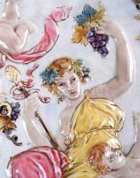 Rudolf Ditmar Znaim szecessziós dísztál, kézzel festett, jelzett, apró hajszálrepedéssel, d:40 cm / ...