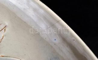 Rudolf Ditmar Znaim szecessziós dísztál, kézzel festett, jelzett, apró hajszálrepedéssel, d:40 cm / ...