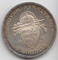 1938. 5P Ag "Szent István" T:2 Adamo P8.1