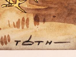 Tóth József (1940-): Export sonka. Vegyes technika, papír, jelzett, 29×39 cm