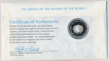 ENSZ 1980. "A Világ nemzeteinek emlékérmei - Pápua Új-Guinea" Ag emlékérem (15g/0.925/32mm...