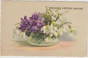 New Year, violet, snowdrop, litho s: Catharina Klein