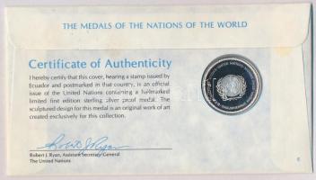 ENSZ 1977. "A Világ nemzeteinek emlékérmei - Ecuador" Ag emlékérem (15g/0.925/32mm) megcím...