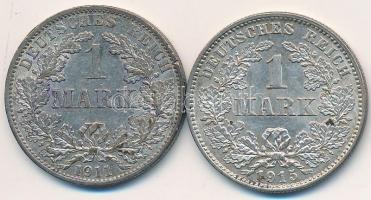 Német Birodalom / Császárság 1911A-1915J 1M Ag (2x) T:2 Germany / Empire 1911A-1915J 1 Mark Ag (2x) C:XF Krause KM# 14